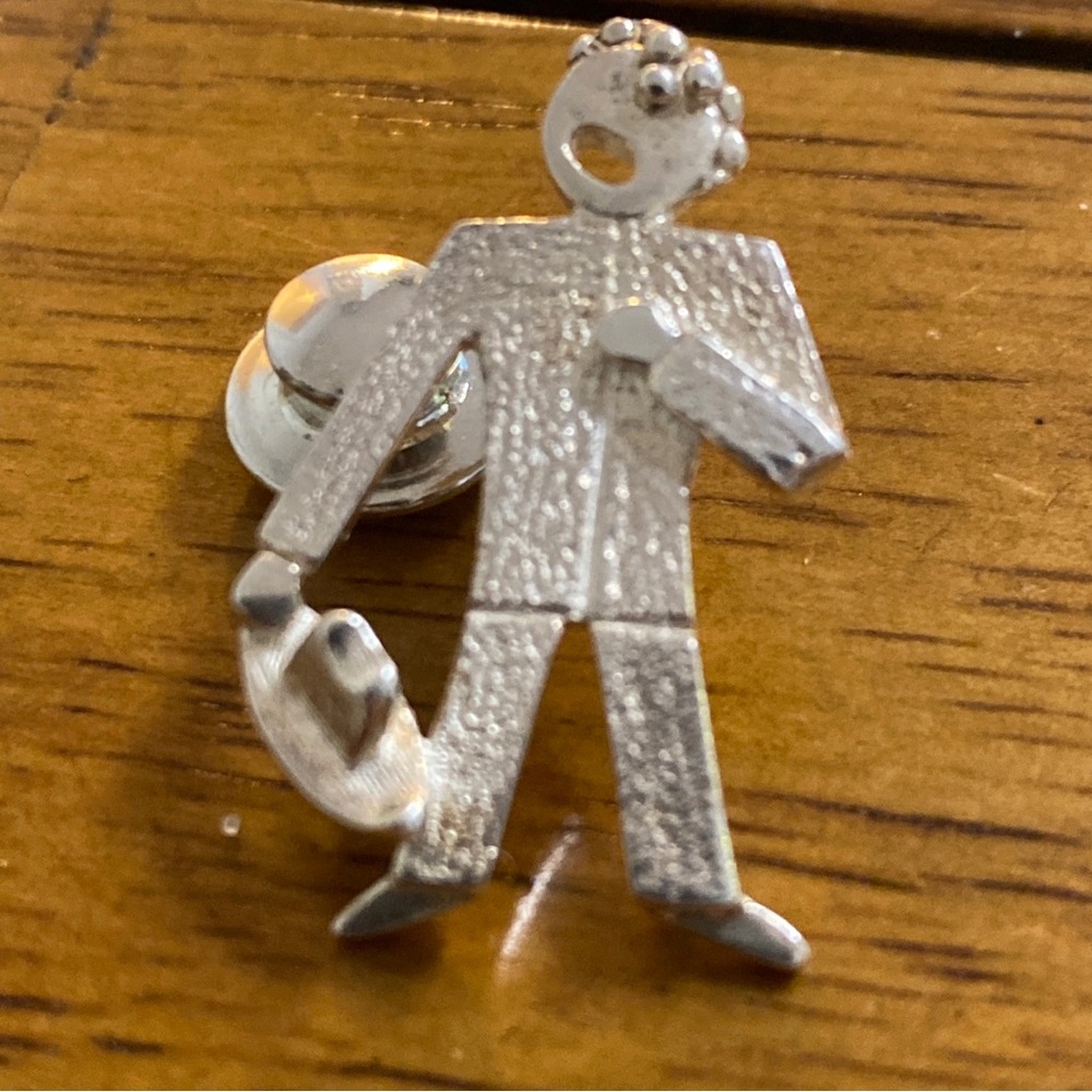 Sterling Silver Man with Hat Sterling Silver Tie Tac pin